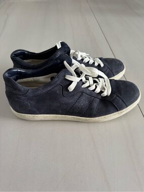 TOD'S Men's Navy Suede Sneakers with White Laces